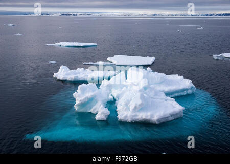 Pack ghiaccio, a nord di isola Spitsbergen, arcipelago delle Svalbard, Arctic Norvegia. Foto Stock