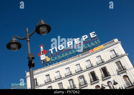Tio Pepe segno Plaza Sol Madrid Foto Stock