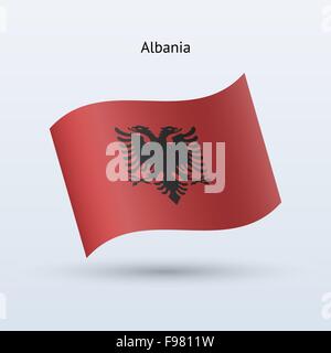 L'Albania bandiera sventola forma. Illustrazione Vettoriale. Illustrazione Vettoriale