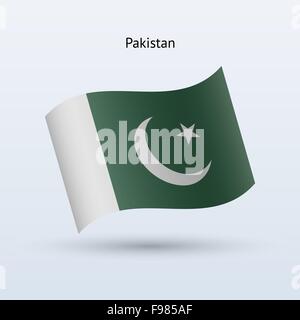 Il Pakistan bandiera sventola forma. Illustrazione Vettoriale. Illustrazione Vettoriale