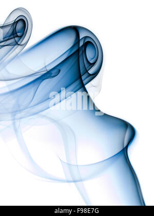 Al fumo di un Incenso stick, sfondo bianco, studio Foto Stock