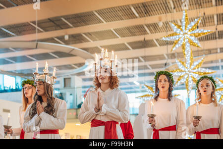 Lucia celebrazione in Norrkoping, Svezia Foto Stock