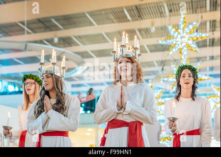 Lucia celebrazione in Norrkoping, Svezia Foto Stock