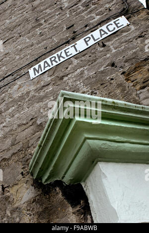 Luogo di mercato segno, Leyburn, North Yorkshire Foto Stock