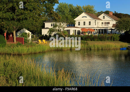 Case sul lungomare, mistica, Connecticut, Stati Uniti d'America Foto Stock