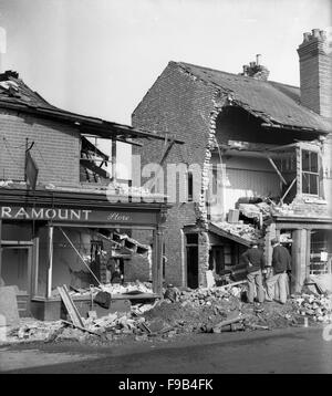 Coventry 1940 negozi e case distrutte nella seconda guerra mondiale il bombardamento di Blitz Foto Stock