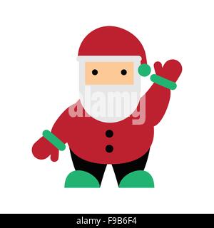 Icona piatta con lunga ombra di Babbo Natale Illustrazione Vettoriale