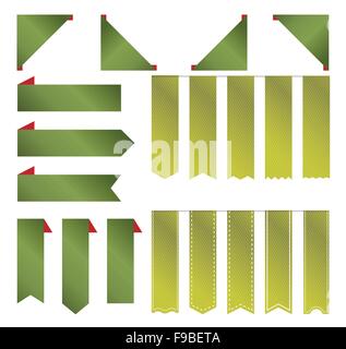 Premio verde nastro vuoto per il natale del prodotto ed etichette Illustrazione Vettoriale