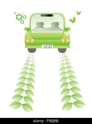 Ecologia concetto di automobile o concetto verde Illustrazione Vettoriale