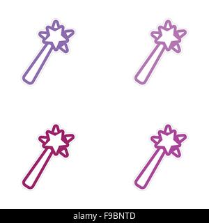 Gli adesivi di raccolta bacchetta magica su sfondo bianco Illustrazione Vettoriale