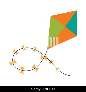 Piatto con icona di ombra e di mobile application kite Illustrazione Vettoriale