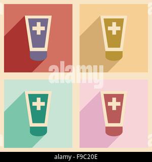 Piatto con concetto di ombra e di mobile application unguento Illustrazione Vettoriale
