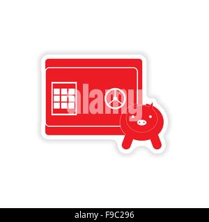 Elegante adesivo sulla carta e sicuro salvadanaio Illustrazione Vettoriale