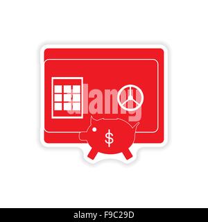 Elegante adesivo sulla carta e sicuro salvadanaio Illustrazione Vettoriale