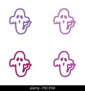 Adesivo di Montaggio ghost a colori su sfondo bianco Illustrazione Vettoriale