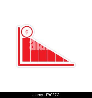 Elegante adesivo sul grafico della carta e delle monete metalliche in euro Illustrazione Vettoriale
