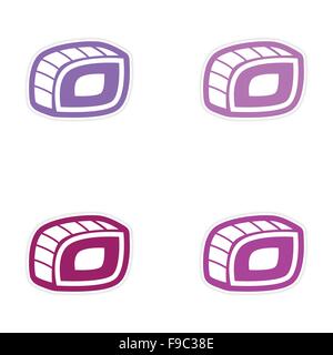 Adesivo di Montaggio roll Sushi su uno sfondo bianco Illustrazione Vettoriale