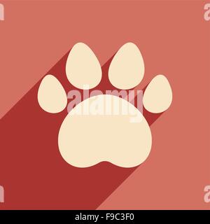 Piatto con icona di ombra e applicazione mobile le tracce degli animali Illustrazione Vettoriale
