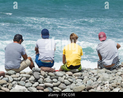 Surfers wave guardando sulla costa atlantica Foto Stock