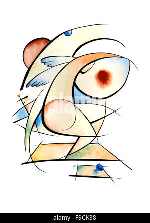 Opere d'arte astratte con diverse forme e linee Foto Stock