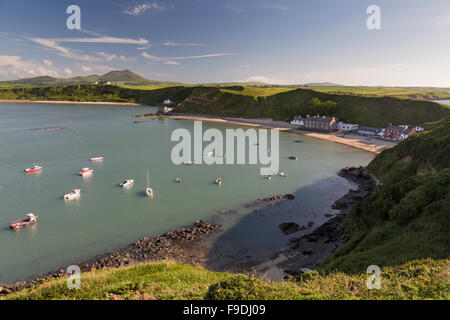 Luce della Sera su Porthdinllaen sulla penisola di Llyn, Caernarfonshire, Wales, Regno Unito Foto Stock