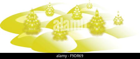 Scheda con golden alberi di Natale. Auguri di Natale. EPS10 illustrazione vettoriale Illustrazione Vettoriale