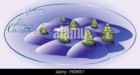 Carta verde con alberi di Natale. Auguri di Natale. EPS10 illustrazione vettoriale Illustrazione Vettoriale