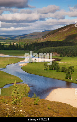 Mar Lodge Estate con il fiume Dee, vicino a Braemar, Deeside, Aberdeenshire, Scozia. All'interno di Cairngorms National Park. Foto Stock