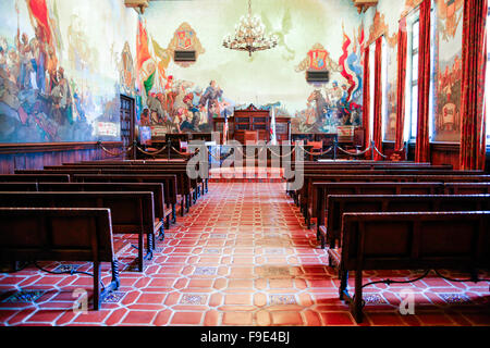 Il Murale camera all'interno della Santa Barbara County Courthouse building a Santa Barbara in California Foto Stock