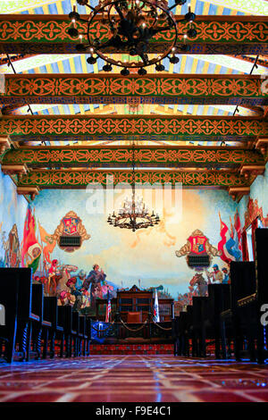 Il Murale camera all'interno della Santa Barbara County Courthouse building a Santa Barbara in California Foto Stock