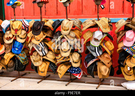 Diverse forme e stili di cappelli da cowboy in vendita presso un negozio di Venice, California Foto Stock