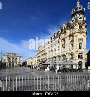 France, Languedoc-Roussillon, Montpellier Place de la Comédie scene di strada Foto Stock