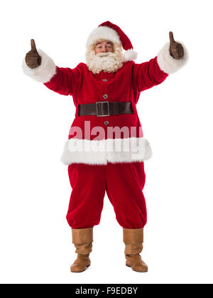 Santa Claus ritratto. Pollice in alto e sorridente Foto Stock