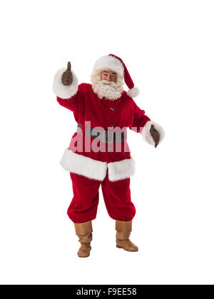 Santa Claus ritratto. Pollice in alto e sorridente Foto Stock