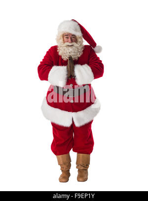 Santa Claus facendo asiatici gesto di saluto ritratto isolato su sfondo bianco Foto Stock