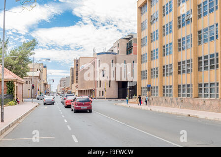 BLOEMFONTEIN, SUD AFRICA, dicembre 16, 2015: Vista di Saint Andrews Street a Bloemfontein, la capitale dello Stato libero Foto Stock