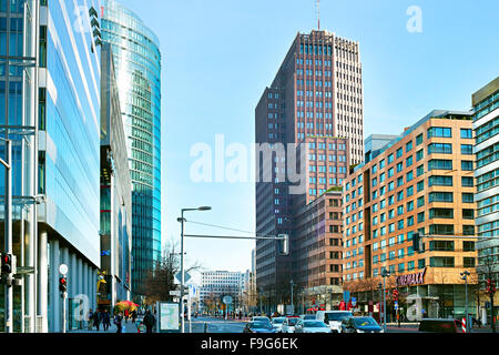 Potsdamer Platz - importante piazza nel centro di Berlino. Foto Stock