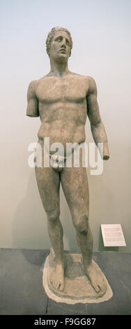 Agias atleta olimpico statua (330BC) in Delphi Museo Archeologico, Delphi, FOCHIDA regione, GRECIA CENTRALE Foto Stock