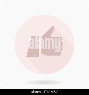 Vettore Fine Icona piatta con il pollice in alto Illustrazione Vettoriale