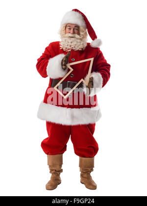 Babbo Natale con freccia in legno che indica la direzione verticale completi Foto Stock