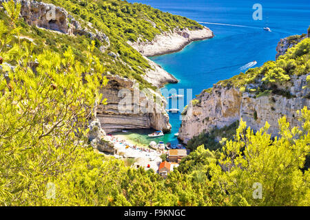 Incredibile Stinva spiaggia di Isola di Vis, Dalmazia, Croazia Foto Stock