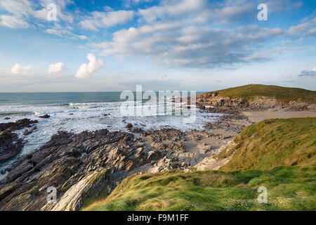 Splendida costa della Cornovaglia del Towan capezzagna a Newquay Foto Stock