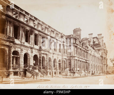 Parigi, Francia, dopo la guerra franco-prussiana del 1870. Le rovine del Palais des Tuileries, distrutta dai Communards nel maggio 1871 Foto Stock