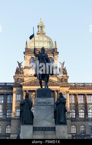 San Venceslao statua sulla Vaclavske Namesti a Praga, Repubblica Ceca Foto Stock