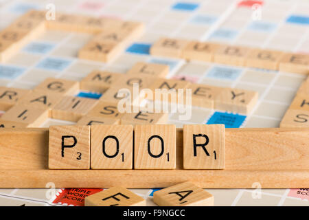 Scrabble - poveri Foto Stock