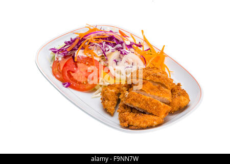 Carne di maiale giapponese - Tonkatsu isolato su bianco Foto Stock