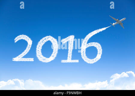 Felice anno nuovo 2016 disegno in aereo nel cielo Foto Stock