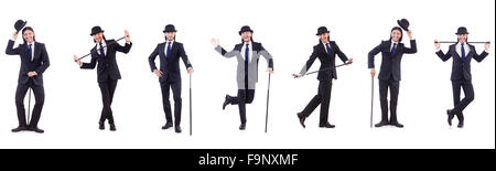 L'uomo nel concetto di vintage con bastone Foto Stock