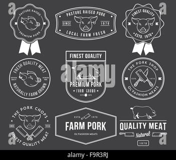 Vettore di carne di maiale e i badge etichette per qualsiasi utilizzo Illustrazione Vettoriale