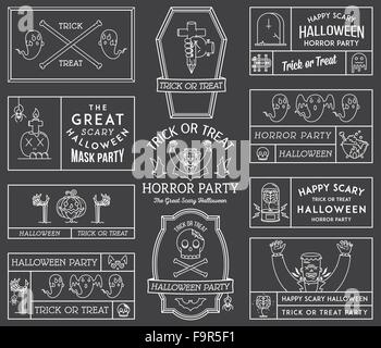 Happy Halloween badge di vettore e indicazioni per qualsiasi utilizzo Illustrazione Vettoriale